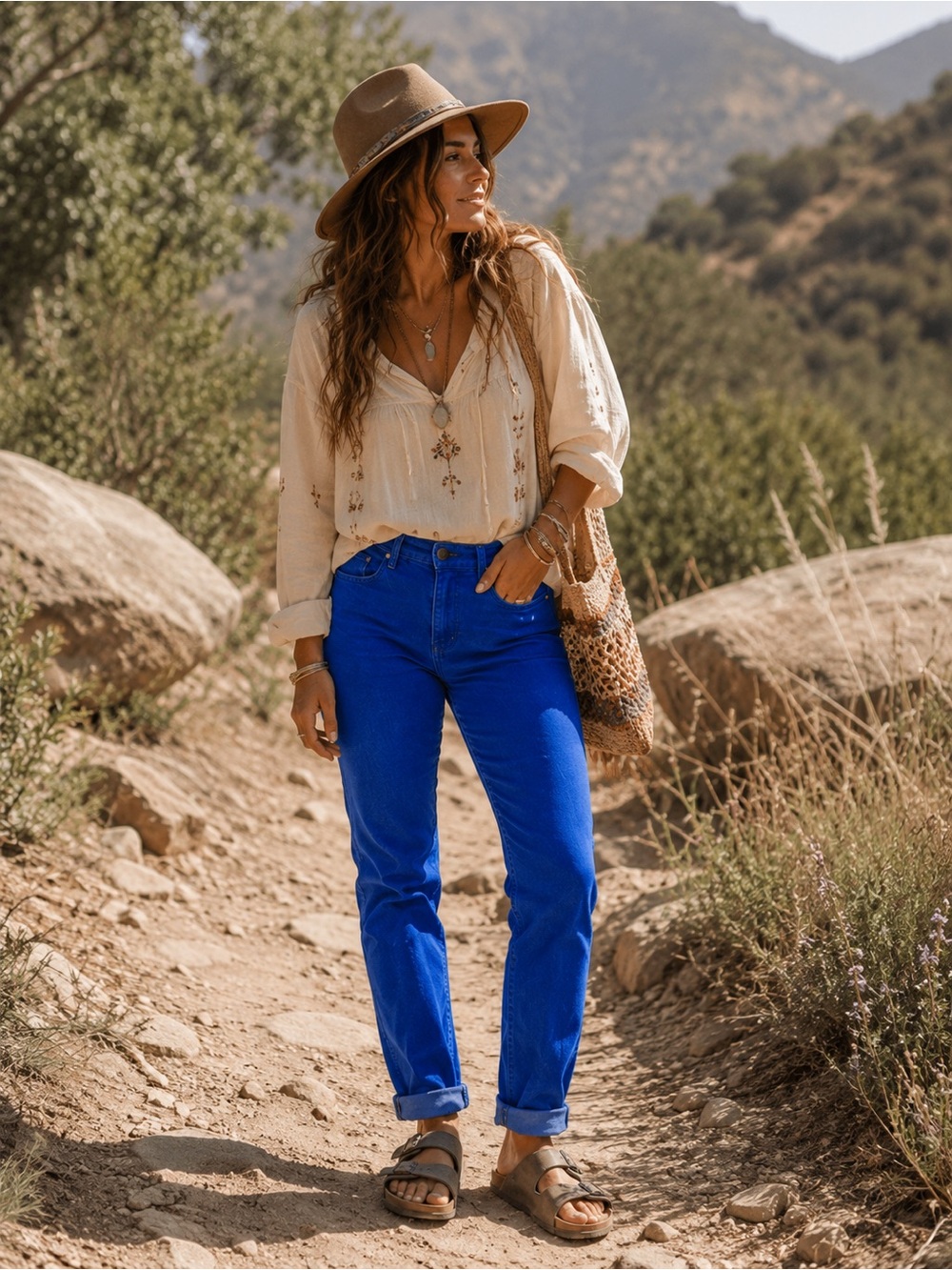 prAna boho earth Cobalt Blue Jeans 10/30 Slim Straight Leg Low Rise Denim